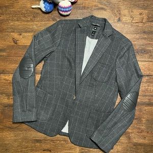 Scotch & Soda | Grey Pinstripe Jacket with Elbow Patches